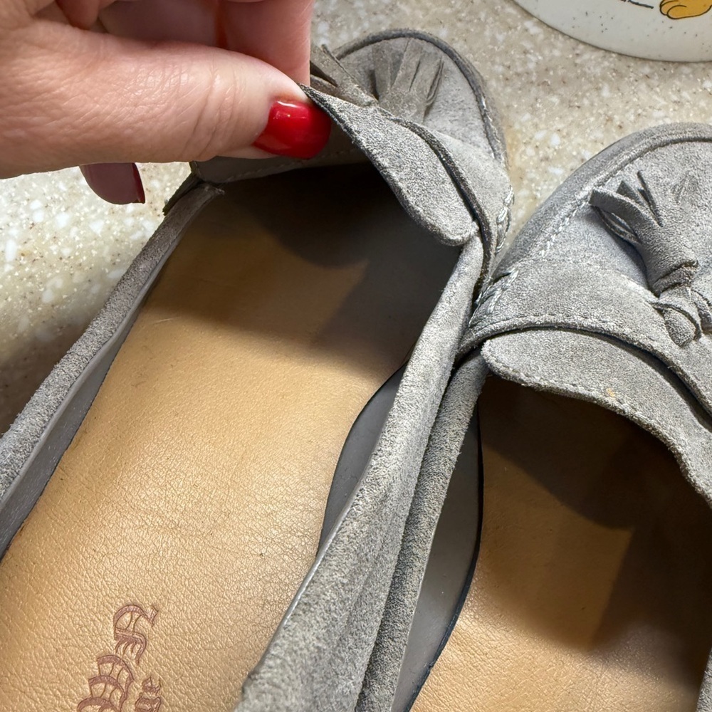 Crown Vintage Suede Gray Tassel Loafers Women’s Sz 7 - Picture 7 of 12